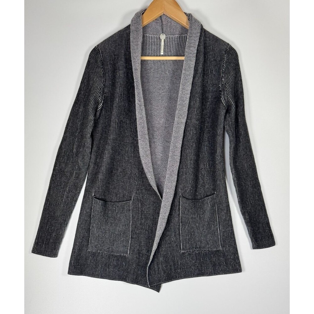 Margaret OLeary Cardigan Womens Medium Gray Textured Knit Open Tunic Sweater